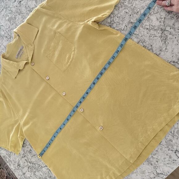 Tommy Bahama Silk Shirt Men’s Size XXL 2XL 100% Silk Yellow Short Sleeve Casual - Picture 10 of 10